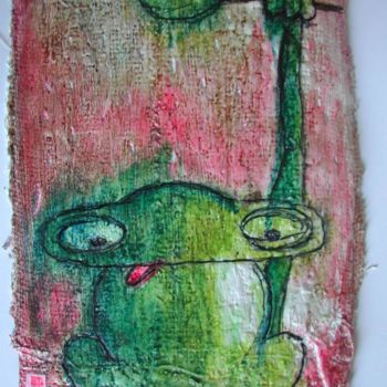 Painting titled "ma petite grenouille" by Stef B, Original Artwork