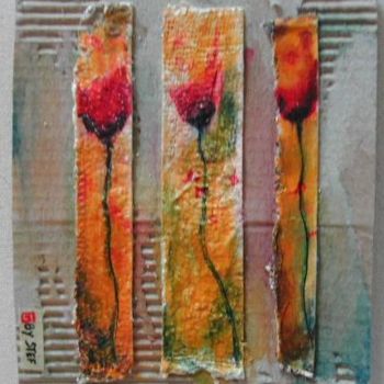 Painting titled "3 coquelicots" by Stef B, Original Artwork