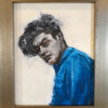 Painting titled "Blue Jacket" by Sbboursot, Original Artwork, Acrylic Mounted on Wood Stretcher frame