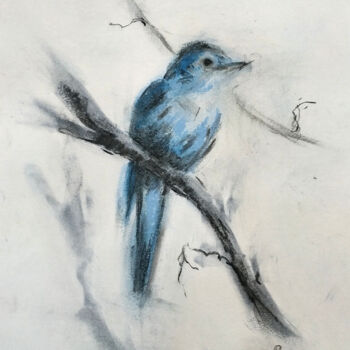 Рисунок под названием "Nightingale" - Sbboursot, Подлинное произведение искусства, Древесный уголь