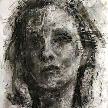 Drawing titled "Abstract Woman 2" by Sbboursot, Original Artwork, Charcoal