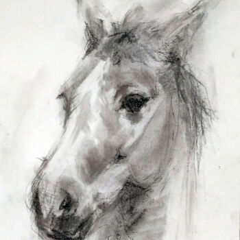 Drawing titled "Horse III" by Sbboursot, Original Artwork, Charcoal