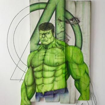 Painting titled "Hulk" by Stéphane Bourbeau, Original Artwork, Acrylic