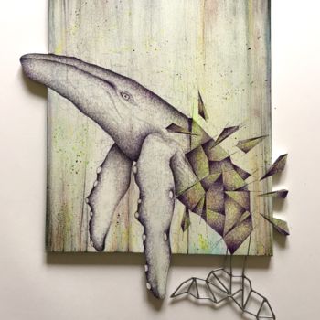 Peinture intitulée "Baleine" par Stéphane Bourbeau, Œuvre d'art originale, Acrylique