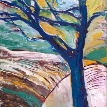 Pintura intitulada "Синее дерево" por Olga Matveeva, Obras de arte originais, Óleo