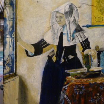 Painting titled "Hommage a Vermeer" by Scali'Arts, Original Artwork, Oil