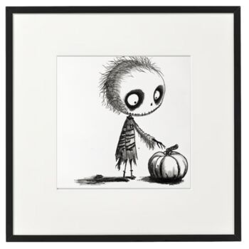 Dibujo titulada "Boy & Pumpkin" por Scalp, Obra de arte original, Carbón
