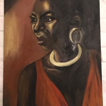 Painting titled "Femme noire" by Anne Scherer, Original Artwork, Oil