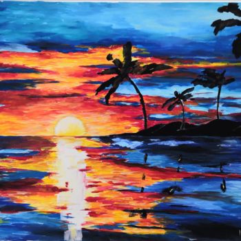 Painting titled "Sonnenuntergang in…" by Igor Schick, Original Artwork, Acrylic
