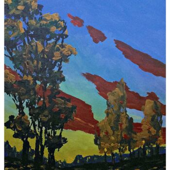 Malerei mit dem Titel "evening sunset and…" von Igor Schick, Original-Kunstwerk, Acryl
