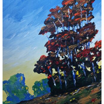 Painting titled "summer trees on mou…" by Igor Schick, Original Artwork, Acrylic