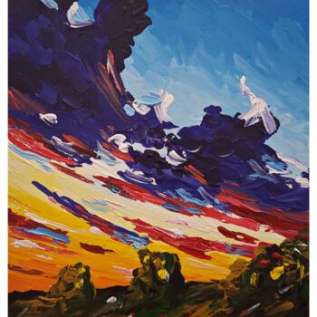 Malerei mit dem Titel "sharp clouds cut th…" von Igor Schick, Original-Kunstwerk, Acryl