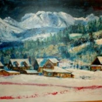 Pintura intitulada "Paysage de neige" por Francis Privet, Obras de arte originais