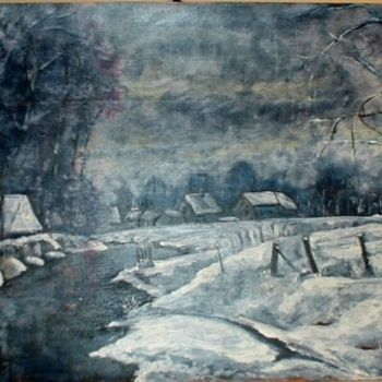 Картина под названием "Paysage de neige" - Francis Privet, Подлинное произведение искусства