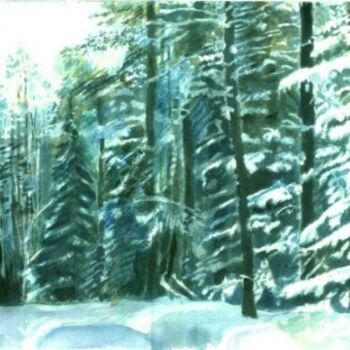 Peinture intitulée "Neige dans le Jura" par Francis Privet, Œuvre d'art originale