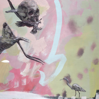 Painting titled "skull-birds-and-deer" by Lee Schlosser, Original Artwork