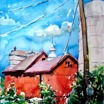 Painting titled "red barn in vermont…" by Wolfgang Schneeweiss, Original Artwork