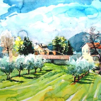 Painting titled "Umbrische Landschaft" by Wolfgang Schneeweiss, Original Artwork