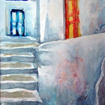 Painting titled "auf Santorin, Griec…" by Wolfgang Schneeweiss, Original Artwork