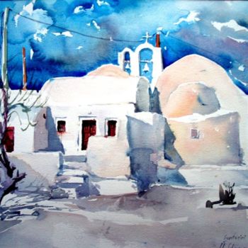 Painting titled "Oia, Santorin, Grie…" by Wolfgang Schneeweiss, Original Artwork