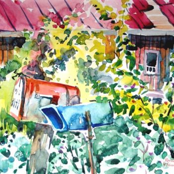 Painting titled "mailboxes in Vermon…" by Wolfgang Schneeweiss, Original Artwork