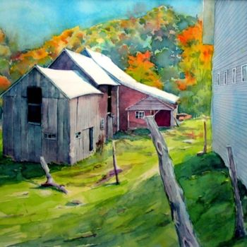 Painting titled "Old Barns in Vermon…" by Wolfgang Schneeweiss, Original Artwork