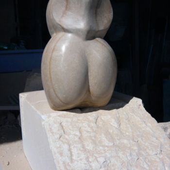 Sculptuur getiteld "Chouette moelleuse" door Domitille Et David Schneider, Origineel Kunstwerk, Steen