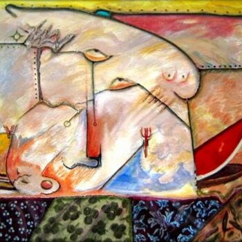 Картина под названием "UN BOCADO EN  BARCE…" - Schoelmann, Подлинное произведение искусства, Масло Установлен на Деревянная…