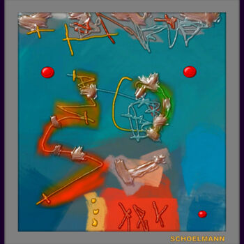 Картина под названием "RED DOTS" - Schoelmann, Подлинное произведение искусства, Цифровая живопись Установлен на картон