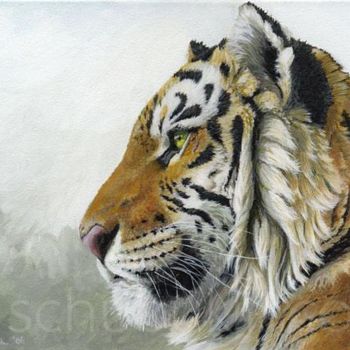 Painting titled "Tiger profile" by Svetlana Ledneva-Schukina, Original Artwork