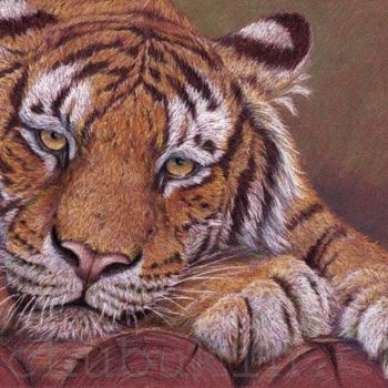 Drawing titled "Tiger-buches" by Svetlana Ledneva-Schukina, Original Artwork