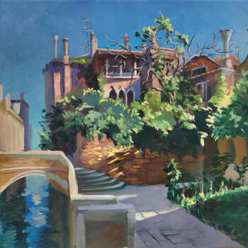 Painting titled "Venice Italy, Origi…" by Lena Shugart, Original Artwork, Oil Mounted on Wood Stretcher frame