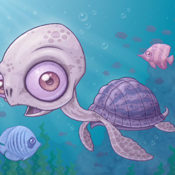 Digital Arts titled "Sea Turtle" by John Schwegel, Original Artwork, 2D Digital Work