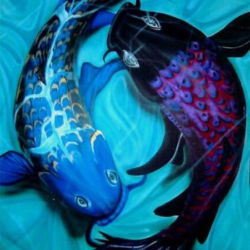 Painting titled "KOI in MOTION 2" by Stephen Craig Illustrations, Original Artwork