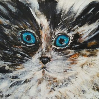 Картина под названием "Scared cat" - Maria Silveria Sciarra, Подлинное произведение искусства