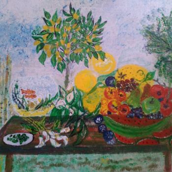 Schilderij getiteld "Il tavolo di Matisse" door Maria Silveria Sciarra, Origineel Kunstwerk, Glazuur