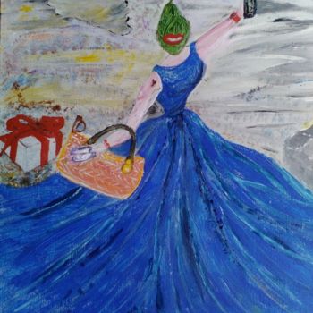 Painting titled "Allunaggio della st…" by Maria Silveria Sciarra, Original Artwork, Enamel