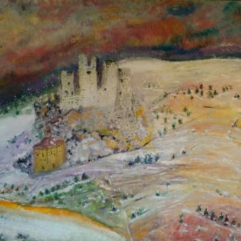 Картина под названием "Castello di Rocca C…" - Maria Silveria Sciarra, Подлинное произведение искусства, Темпера