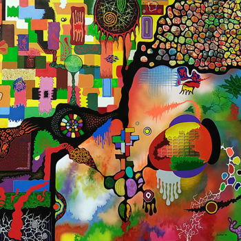 绘画 标题为“Composición abstrac…” 由Sciortino, 原创艺术品, 丙烯 安装在木板上