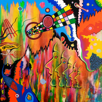 Картина под названием "Perfiles" - Sciortino, Подлинное произведение искусства, Акрил Установлен на Деревянная панель