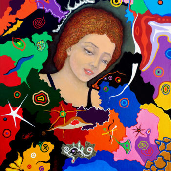 Peinture intitulée "La Dama de Ezechiele" par Sciortino, Œuvre d'art originale, Huile