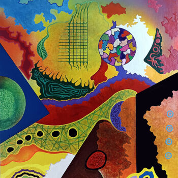 Peinture intitulée "Composición abstrac…" par Sciortino, Œuvre d'art originale, Acrylique Monté sur Panneau de bois