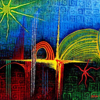 Painting titled "Futurismo" by Sciortino, Original Artwork, Acrylic Mounted on Wood Panel