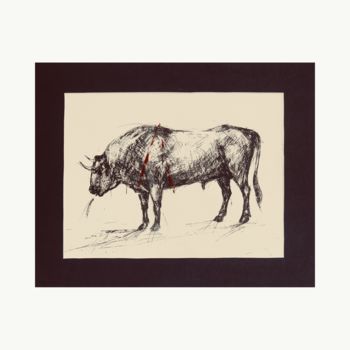 Printmaking titled "bull" by Aleksei Dmitriev, Original Artwork, Screenprinting