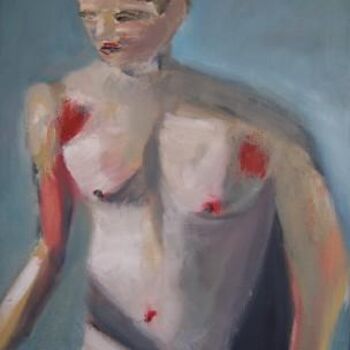 Painting titled "Lifeguard" by Scott Spencer, Original Artwork, Oil Mounted on Wood Stretcher frame