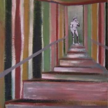 Malerei mit dem Titel "Stairs to David" von Scott Spencer, Original-Kunstwerk, Öl Auf Keilrahmen aus Holz montiert