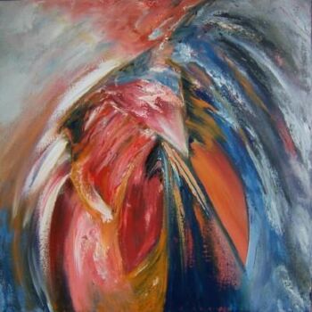 Painting titled "Ruffling Her Feathe…" by Scott Spencer, Original Artwork, Oil Mounted on Wood Stretcher frame