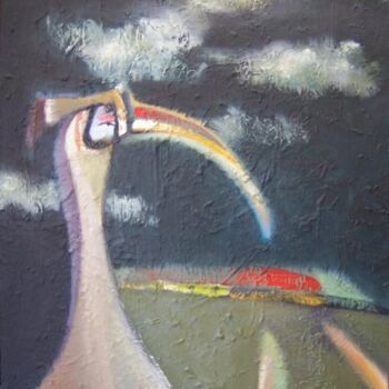 Pittura intitolato "Flightless Bird" da Scott Spencer, Opera d'arte originale, Olio Montato su Telaio per barella in legno