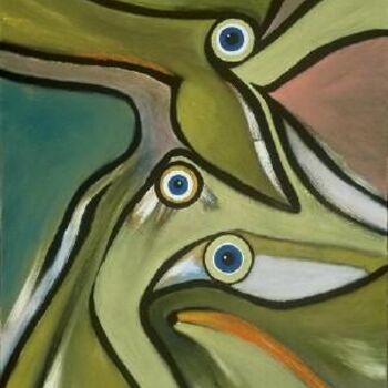 Картина под названием "Avian" - Scott Spencer, Подлинное произведение искусства, Масло Установлен на Деревянная рама для нос…