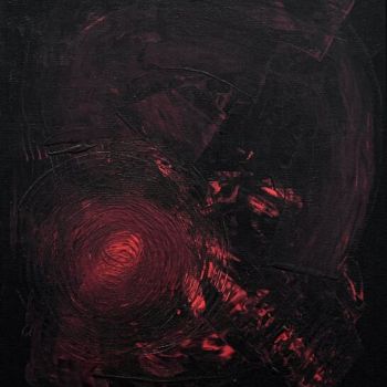 Malarstwo zatytułowany „Rouge et noir” autorstwa Sculpeinte Concept Dany, Oryginalna praca, Akryl Zamontowany na Drewniana r…